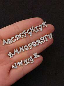 1pc 26 Letter Zirconia Stud Earrings, Stainless Steel Material, Minimalist & Fashionable, Suitable For Men & Women, Daily Wear & Party