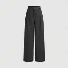 Vela Rue 极简设计连体裤，钩扣和拉链闭合，黑色修身阔腿裤，版型修身，适合所有季节