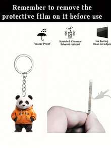 1 süßer Panda auf orangefarbenem Hoodie - 2D flacher Vinyl-Hängeaccessoire - perfekt für Autos, Rucksäcke, Schlüsselanhänger | Lustige Heimdekoration, ideales Geschenk, Schlüsselanhänger-Accessoire | fröhliches Design, kommt mit Kette [Das Produkt muss manuell installiert werden.] Taschenzubehör Schlüsselbänder mit ID-Halter Autozubehör Taschenanhänger Weihnachtsauto Lehrer Freundin Schwester Geschenkideen