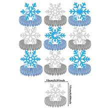 9 件雪花蜂窝桌面装饰雪花冰雪奇缘桌面装饰桌面装饰冰雪奇缘冬季仙境派对装饰冬季派对中心装饰雪花主题圣诞节生日派对用品 - 彩色 - 查看 6