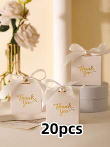 20/50个装白色礼品包装盒，配高级丝带和珍珠装饰 - 适用于派对、生日、婚礼、情人节等场合的礼品盒 - 彩色 - 查看 18