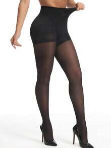 2 Pairs Women's Sexy Sheer Black Pantyhose, Fashionable Minimalist Tights, Comfortable - Black - View 3