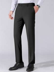 Furuyal 男士正装裤，纯色直筒休闲轻便款，适合商务、婚礼、派对等场合，深灰色，尺码 XS-3XL - 深灰色 - 查看 8