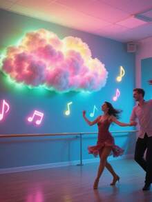 LED78.12英寸，USB灯串，3D雷云灯带音乐同步 - USB供电情绪灯，DIY云朵套装，彩色LED化妆镜，适用于游戏室，节日派对和装饰礼品，装饰照明|云灯设计|卧室LED灯 - 彩色 - 查看 7