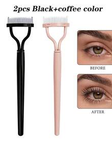 Pente para cílios 2 em 1 em aço inoxidável, escova para cílios, separador de cílios, pente para cílios com tampa, ferramentas profissionais para pentear cílios e remover grumos, ferramenta para pentear cílios em formato de leque para maquiagem dos olhos, extensão de cílios, gel para cílios, ferramenta para extensão de cílios com design curvo, conjunto de maquiagem para cílios feminino, aplicador de cílios não irritante, cria cílios perfeitos, compacto e portátil para viagens, maquiagem, barato, decoração de quarto, penteadeira, viagens, quarto, acessórios de maquiagem, barato, lembrancinhas, maquiagem, ferramentas de maquiagem, coisas baratas, presentes, presentes para mulheres, presentes de Natal