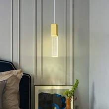 YQYYFC Modern Crystal Pendant Lights - Dimmable LED 4500K Gold Hanging Light Fixture For Kitchen Island & Bedroom, Mini Bubble Design - 金色 - 查看 4