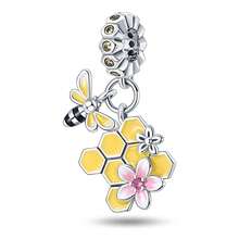 1Pc Silver Plated Silver Color Lovely Honey Bee Honeycomb Dangle Charm Suitable For Bracelet Necklace Keychain Diy Jewelry Making Beads Pendant Gift For Girl Daily Wear Women Jewellery