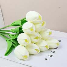 3pcs Artificial Tulip Flowers Decor, Home Decoration Accessories, Fake Flowers For Living Room & Bedroom - Dusty Pink - View 32