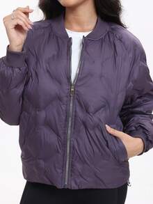 Speed mate Chaqueta acolchada casual con bolsillos, ligera y sobredimensionada con empalme acolchado para mujer