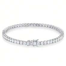 925 纯银极简奢华全密镶方晶锆石网球手链，适合女性的优雅礼物，适合订婚、周年纪念、日常佩戴 - 網球鏈 - 查看 11