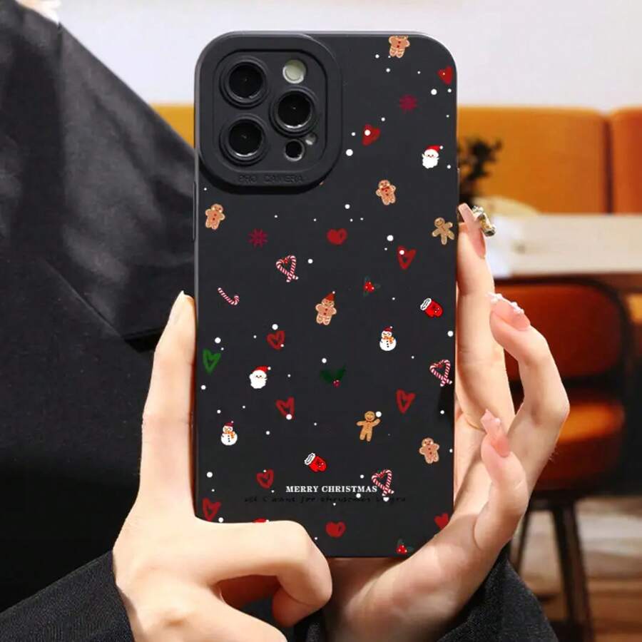 Funda de Teléfono con Patrón Navideño y Ojos de Ángel Escarchados para iPhone 17 aire/16/15/14/13/12/11. Profesional máximo 14/15 más dieciséis E 12/13MINI, X/XR/XSMax, compatible con Samsung Galaxy UN 03/A03core/A04/A04E/A05/A05s/A06/A12/A13/A15/A16/A21s/A24/A25/A32/A34/A35/A54/A55/A81,S10E/S20/S21/S22/S23/S24 FE/Plus/Ultra, F15, M35/M55 Funda para teléfono móvil para Note10/Note10Plus/Note20/Note20Ultra, carcasa suave de TPU, adecuada tanto para hombres como para mujeres, simple y elegante, protección anti-caída. - Negro - Ver 1