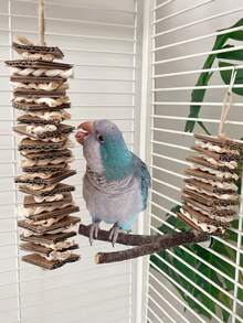 1 件手工鹦鹉玩具，纸壳，玉米壳，编织，咀嚼，绳子，牡丹，凤凰，虎皮图案，无聊救济，鸟笼挂饰（所有配件颜色随机组装） - 彩色 - 查看 5