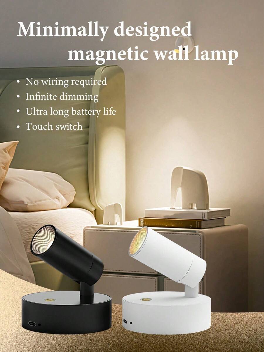 Đèn tường từ tính cao cấp tối giản LED, 3 nhiệt độ màu, mờ dần vô cấp, đèn rọi có thể điều chỉnh cho hành lang phòng ngủ trong nhà, lối vào hành lang phòng học, đèn chiếu sáng theo tâm trạng, đèn ngủ - Nhiều màu - Xem 1