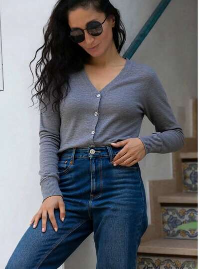 GIGOGOU Spring Autumn Women Knit Cardigan,Long Sleeve Tops Casual