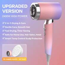 Hair Dryer, Negative Ion Blow Dryer With Concentrator & Diffuser, High Power Fast Drying, Low Noise Constant Temperature, Portable For Home & Travel, Suitable For All Hair Types Dryer - 粉色-不可折疊42 - 查看 1
