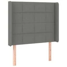vidaXL Headboard LED 103x16x118/128 Cm Fabric Dark Gray - Dark Grey - View 4