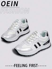 Teniși casual confortabili pentru femei, cu talpă groasă și strălucitoare, la modă și moi