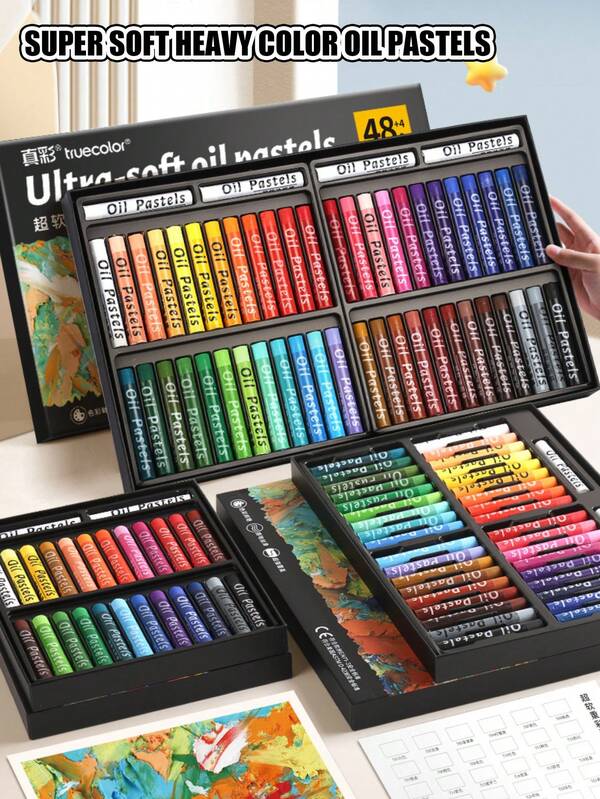 1 Set Of Super Soft Heavy Color Oil Pastels For Art Students, Diy Oil Painting Soft Crayons, 48-Color And 36-Color Macaron Morandi Painting Pens, Art Creation Painting Tool Set