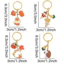 4 Stück Thanksgiving & Herbst-Themen Schlüsselanhänger aus Zinklegierung - Süße Herbst-Ernte Tier/Pflanzen Charms Schlüsselringe Taschencharms Auto Accessoires Lehrer Freundin Schwester Geschenkideen
