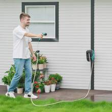 DURHAND 10m Garden Hose Reel Wall Mounted Auto Rewind With 7 Patterns Spray Nozzle, Includes Wall Fixings - Blue - View 8