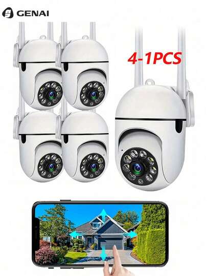 GENAI Caméra d'extérieur HD 1080P, PTZ avec stockage Cloud et carte TF, détection de mouvement et vision nocturne, surveillance d'entrée et de jardin, cadeau idéal pour la maison