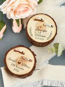 Personalized Double Slot Ring Box, Customized Wooden Ring Box For Wedding, Engagement, Proposal, Anniversary Gift, Unique Ideal Gift For Him And Her - Boyfriend, Girlfriend, Valentine's Day, Mother's Day, Birthday, Father's Day, Graduation, Wedding