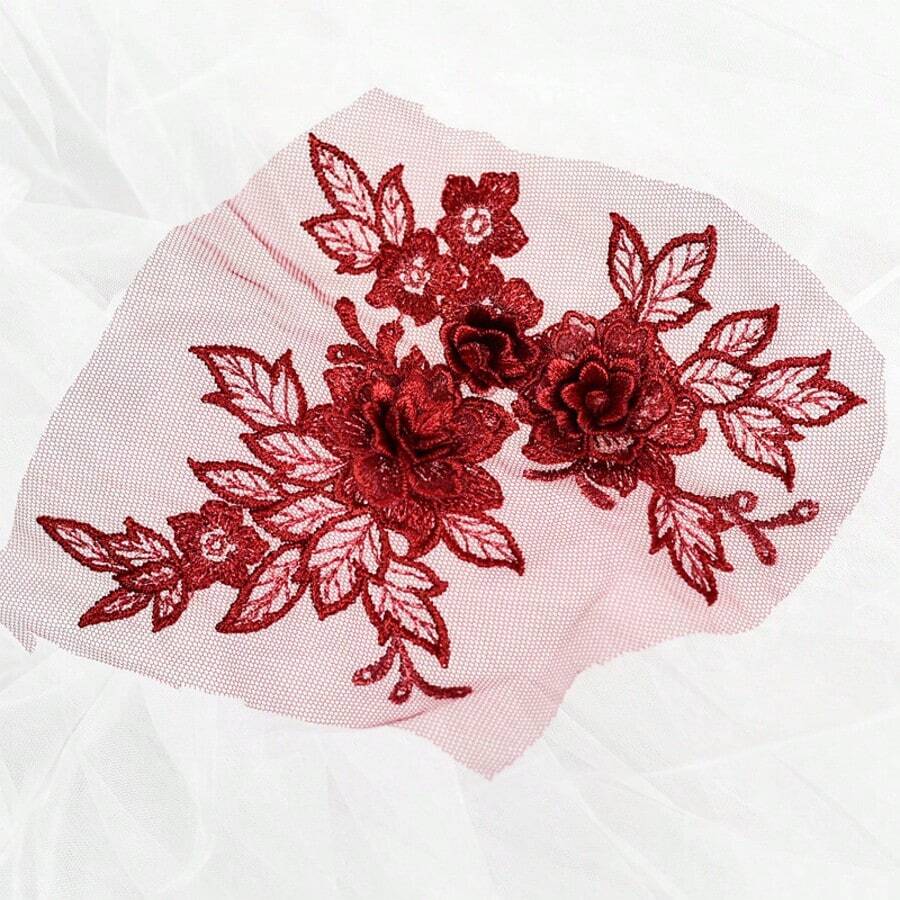 1pc Colorful 3D Embroidered Applique, Suitable For: Wedding Dress, Formal Wear, Veil, Headpiece, Performance Costume, Curtain Decor, DIY Jewelry And Garment Embroidery Accessory