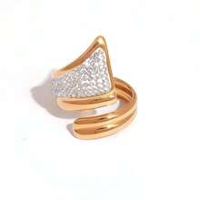 Frminee 3 件/1 件夏季女士时尚奢华 18k 镀金不锈钢可叠戴戒指套装方晶锆石戒指、节日礼物、浪漫情人节流行配饰、派对流行珠宝配饰日常戒指宣言承诺结婚戒指订婚戒指女士青少年女孩珠宝礼物 - 彩色 - 查看 15