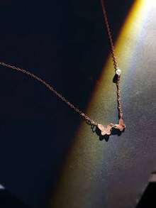 BALMORA 1pc Elegant And Exquisite S925 Sterling Silver Small Zirconia Smooth Face Double Butterflies Pendant Necklace For Women For Birthday Gift