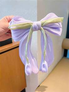 1个/2个装 女士优雅紫色粉色蝴蝶结郁金香花蕾春季发夹，适合马尾辫、连衣裙、日常穿搭、波西米亚风、优雅可爱发饰、蝴蝶结、情人节配饰、头饰、发夹 - 彩色 - 查看 12