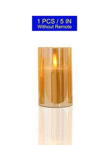 1/3 件无焰蜡烛灯，带定时器/遥控器，电池供电，逼真的灯芯蜡烛灯，温暖的火焰，适用于家庭、卧室、生日、婚礼、求婚、圣诞节、万圣节、公司聚会 - 金色 - 查看 15