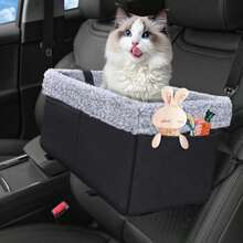 Dog Car Seat For Small Dogs, Center Console Dog Car Seat With Metal Frame &Amp; Double Protection Seat Belts, Pet Booster Seat With Safety Leash And Storage Pocket For Pets Dogs Cats, Grey - ColorA - 查看 2