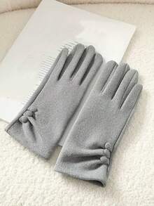 1 Pair Women's Autumn/Winter Touchscreen Thermal Lined Gloves, Fashion Outdoor Sports Cycling Driving Gloves