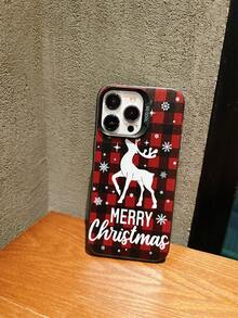 Funda de teléfono a prueba de caídas con diseño de renos y copos de nieve navideños, adecuada para iPhone 7/8/XS/XR/11/12/13/14/15/16 Pro Max, cubierta protectora de color plateado colorido, adecuada para parejas o como regalo de Navidad para amigos