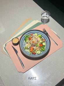 2/4/6pcs PU Placemat Set, Suitable For Indoor & Outdoor Kitchen Dining Table, Washable & Heat Resistant, Wipe Clean Placemats & Coasters, Applicable For Camping, Holiday, Wedding, Party - Multicolor - View 31