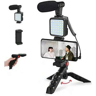 Novo - Kit de Gravação para Smartphone Tripé, Luz LED e Microfone Controle Remoto - Youtuber/TikToks  - D.K.L
