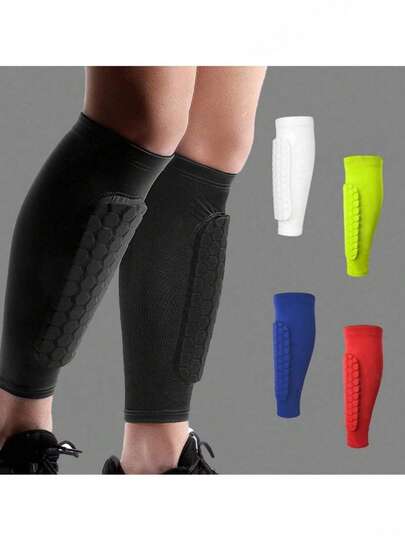 1 pieza Traje de sauna Espinilleras de fútbol anti-colisión, Calcetines de fútbol con espinilleras, Accesorios deportivos, Regalo de Navidad