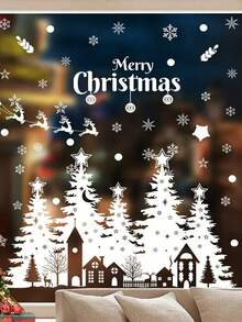 1/2/3PCS Modern Christmas Window Clings - PVC Self-Adhesive Snowflakes, Trees, And Stars Decals For Holiday Wall Decor.Perfect Christmas Gift For Couples, Parents And Friends Room Decor Bedroom Decor Kitchen Decor Wall Sticker Stickers Christmas Decorations Christmas Decoration Christmas Decorations Home Home Decor