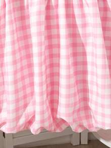 Girls Casual Plaid Pattern Bow Decor Round Neck Long Sleeve Knee-Length Dress, Suitable For Spring And Autumn - Pink - View 5