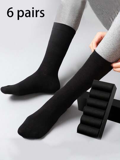 6/3/1 Pairs Men's Business Socks, Comfortable And Soft Christmas Gift For Dad, Suitable For Cold Weather, Office, Home, Long Socks, Black Socks, Warm Socks, Casual Thick Moisture-Wicking Comfortable Crew Socks, Long-Lasting,