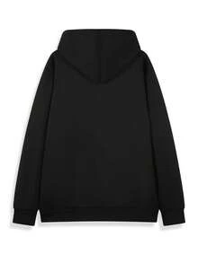 Sudadera con capucha para hombres con estampado gráfico "OX7 NIRO AMBITION" - Sudadera casual negra, cómoda y elegante para otoño e invierno, ropa para todas las estaciones |   Sudadera con Capucha Gráfica Audaz |   Sudadera de Ajuste Cómodo - Negro - Ver 2