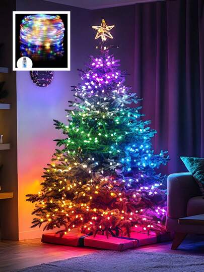 1Pc Christmas Fairy Light String, Copper Decorative 5m/10m String Light, Indoor Decor/Outdoor Decor, Home Decor, Bedroom Garden Party Wedding Fairy Tale Light Courtyard Tree Deco, 8-Function Flicker, Usb Plug, Christmas Tree Decor, Merry Christmas Decoration For Home, Xmas Party Decor