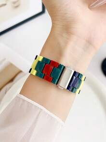 1 pieza Correa de Apple Watch, correa de Apple Watch para hombres y mujeres con bloques de construcción de dopamina, compatible con Apple Watch 40/41/42/44/45/46/49/38mm, adecuado para Apple Watch Series 10/9/SE/8/7/6/5/4/3/2/1 Ultra3/2/1, nueva correa de muñeca creativa y linda de dibujos animados, accesorios de banda inteligente, verano, transpirable, ligera