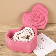 Heart Jar Resin Mold With Rose Lid Epoxy Resin Storage Box Casting Mould DIY Jewelry Trinket Candy Container Silicone Moulds Epoxy Concrete Cement Plaster Planter Candle Vessel Craft Molds