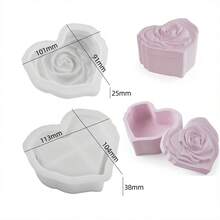 Heart Jar Resin Mold With Rose Lid Epoxy Resin Storage Box Casting Mould DIY Jewelry Trinket Candy Container Silicone Moulds Epoxy Concrete Cement Plaster Planter Candle Vessel Craft Molds