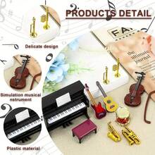 11pcs 1:12 Scale Classical Musical Instrument Model Set - Miniature Resin Piano, Guitar, Violin, Saxophone Models, Suitable For Christmas Party Decor, Creative Display Cabinet, Shooting Props, Dollhouse And Collection Decoration - Resin Models For Dollhouse Home Decor, No Electricity Required, Musical Decor, Playful Design, Detailed Craftsmanship, Mini DIY Components - Multicolor - View 7
