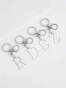1pc Elegant Silver Letter Keychain, A-Z Alphabet Pendant, Fashionable Alloy Key Chain, Can Be Hung On Bags Or Car Keys, Perfect Accessory For Daily Use, Also A Great Gift For Couples, Friends And Family - Multicolor - View 11