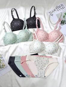 8件套碎花少女内衣套装，适合13-15岁女孩 - 彩色 - 查看 7