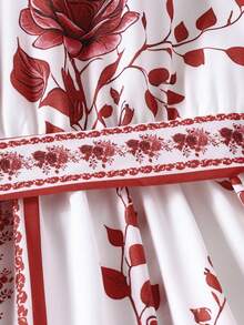 Tween Girls' Rose Embroidered Casual Dress, Autumn