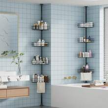Adjustable Shower Caddy Corner For Bathroom, 4-Tier Rustproof Bathroom Organizer Shelves With Tension Pole, Floor Standing Bath Rack For Bathtub Shampoo Storag, Black - Black - View 6